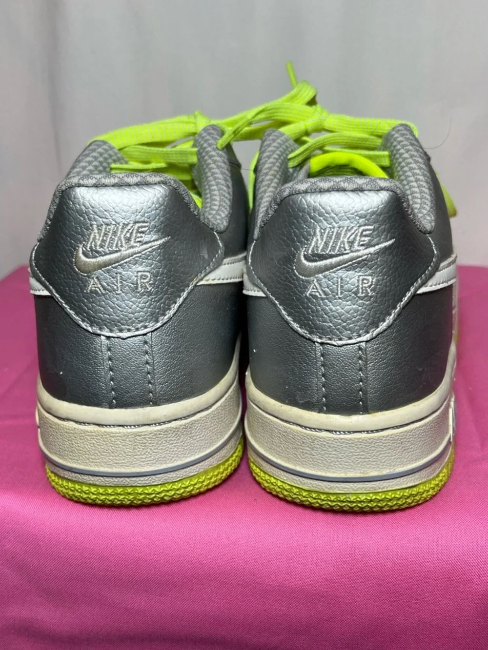 Nike Air Force 1 Silver Volt Neon Size 4.5Y Women’s 6 AF1‎ Low Y2K Streetwear